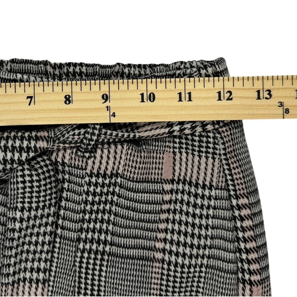 Haute Monde Shorts Women Medium Pink Black Glen Plaid Tie Waist High Rise - Picture 4 of 5